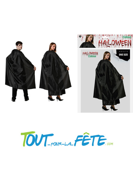 Cape de vampire 130 cm noir vampire, sorcier, halloween, carnaval