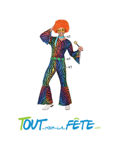 Déguisement disco / année 80 multicolore homme adulte plusieurs taille
