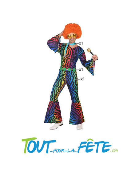 Déguisement disco / année 80 multicolore homme adulte plusieurs taille
