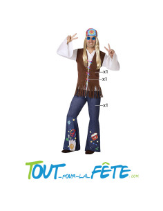 Déguisement hippie / année 70 homme taille adulte 3 pièces