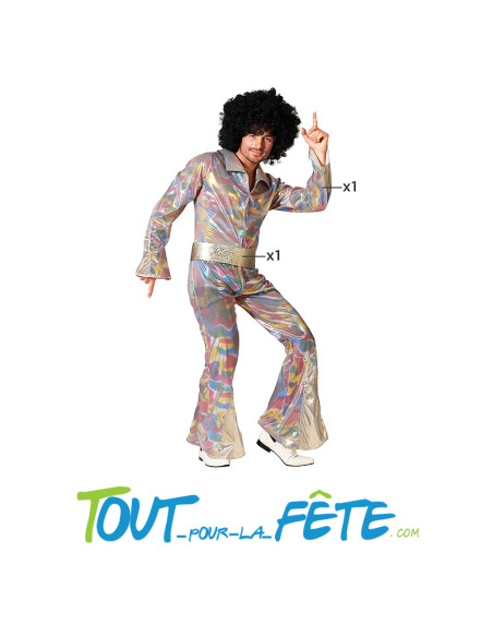 Déguisement disco / année 70 / année 80 multicolore homme taille adulte