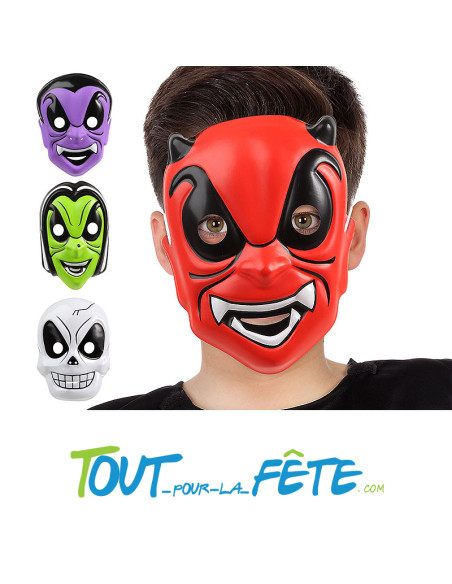 Masque enfant d'halloween 20x16cm ( diable - squelette - sorcière - vampire ) modèle aléatoire