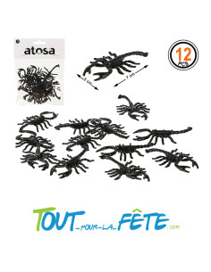 12 scorpions noir 5x7 cm idéal pour décorer et faire peur...
