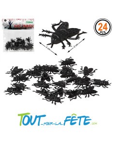 24 mouches noir 2x2 cm idéal pour décorer et faire peur à...