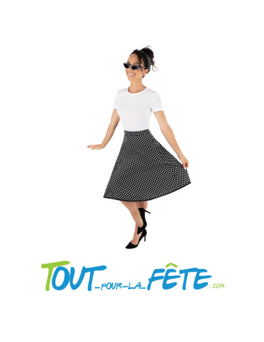 Set année 50 ( jupe - lunettes - bandeau ) 2 coloris disponibles rouge ou noir