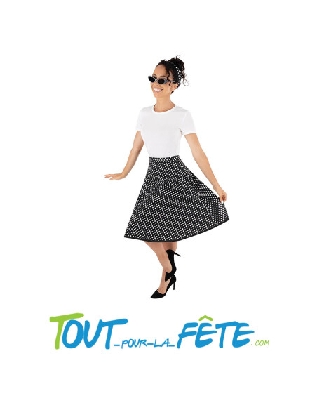 Set année 50 ( jupe - lunettes - bandeau ) 2 coloris disponibles rouge ou noir