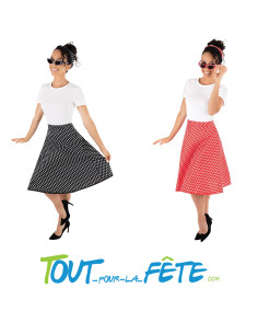 Set année 50 ( jupe - lunettes - bandeau ) 2 coloris disponibles rouge ou noir
