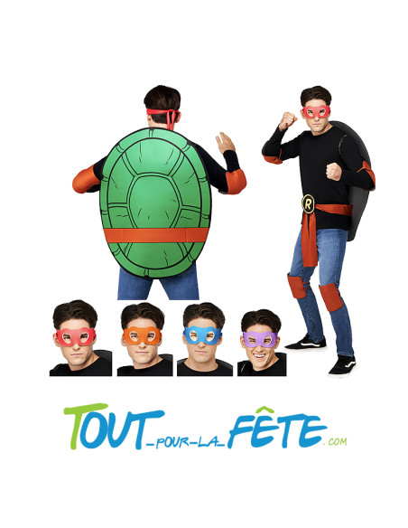 Kit d'accessoires de déguisement de tortue ninja ( 4 en 1 ) taille adulte sous licence officielle