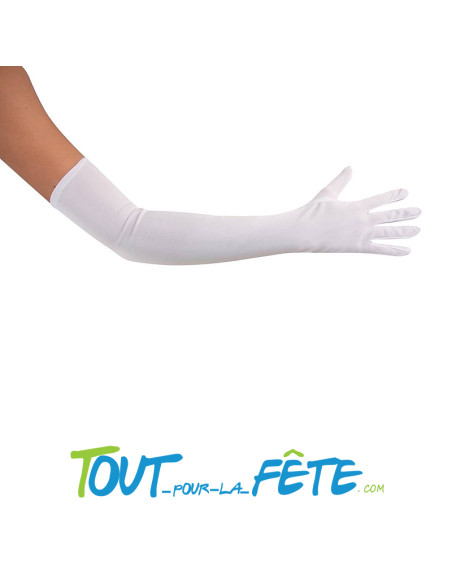 Paire de gants long adulte 60 cm rouge, blanc, fuchsia tissu fin