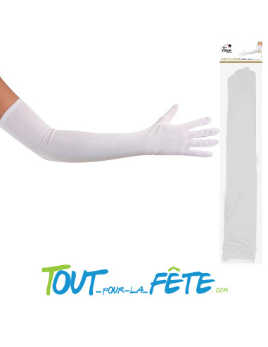 Paire de gants long adulte 60 cm rouge, blanc, fuchsia tissu fin