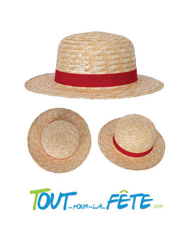 Chapeau de paille avec ruban rouge carnaval, festival, déguisement