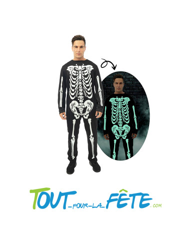 Costume squelette phosphorescent taille adulte un effet spectral garanti