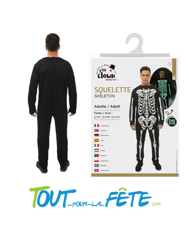 Costume squelette phosphorescent taille adulte un effet spectral garanti