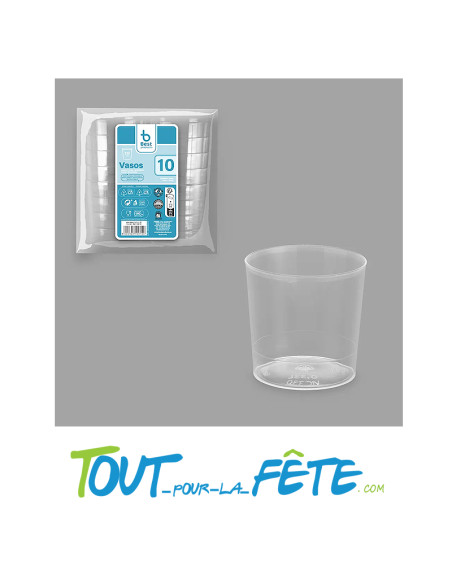 Lot de 10 gobelets / verrines transparents 33cl réutilisables lavables