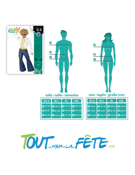 Déguisement disco / année 70 / année 80 homme taille adulte (3 pièces)