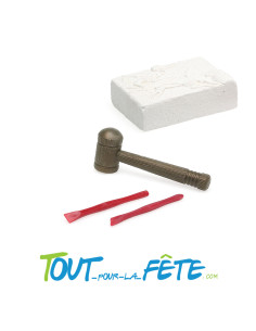 Kit de fouille paléontologique - archéologique ( pierre a briser - marteau - 2 burins ) 2