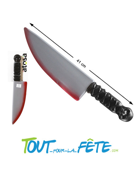 Couteau sanglant de tueur en série avec effet sang 41x10 cm Halloween