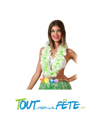 Collier de fleurs Hawaïen / Tahiti avec fleur tropical coloré ( rose - orange - blanc - bleu )