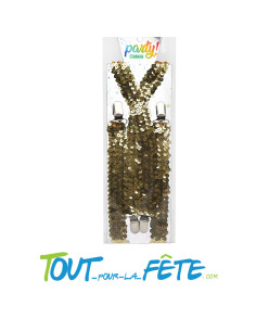 Bretelles dorées brillantes à sequins taille unique pour adulte ( disco ) 2