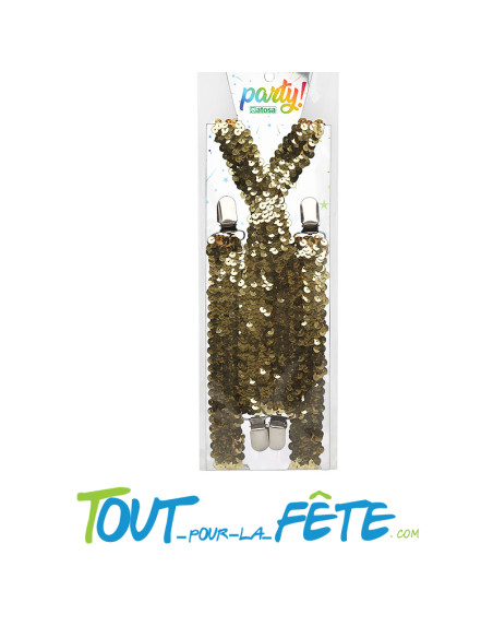 Bretelles dorées brillantes à sequins taille unique pour adulte ( disco )