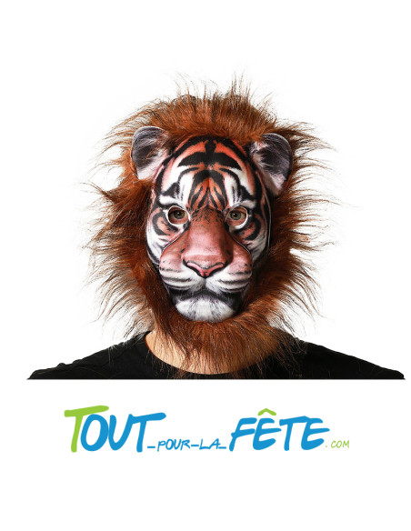 Masque de tigre - félin avec poil de couleur orange et blanc taille adulte