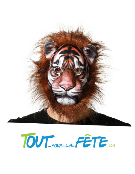 Masque de tigre - félin avec poil de couleur orange et blanc taille adulte