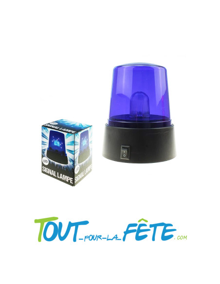 Lampe gyrophare / lumière de police clignotante led bleu 11 cm ( fonctionne à pile )