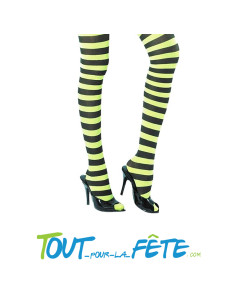 Collant rayé noir et vert adulte