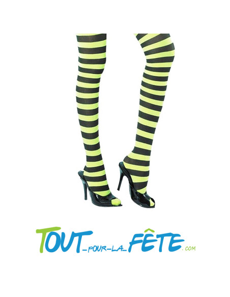 Collant rayé noir et vert adulte