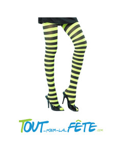 Collant rayé noir et vert adulte 2