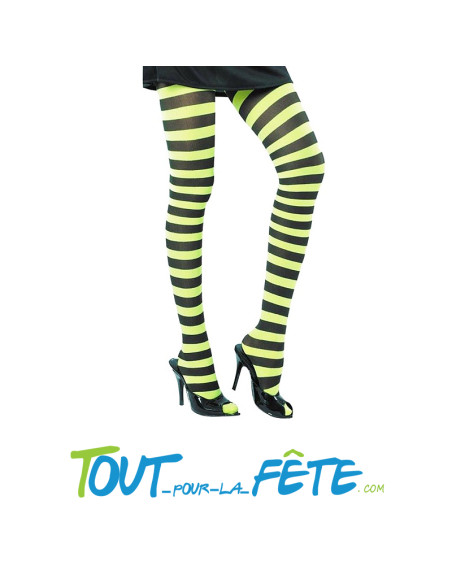 Collant rayé noir et vert adulte