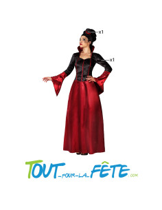 Déguisement de vampire femme adulte une coiffe et une robe pour Halloween