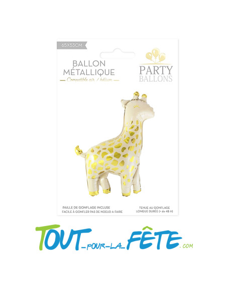 Ballon aluminium/métallique Girafe 65x53 cm paille de gonflage incluse