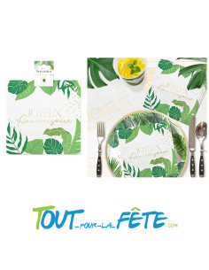 Lot de 10 serviettes joyeux anniversaire tropical 33 cm 2
