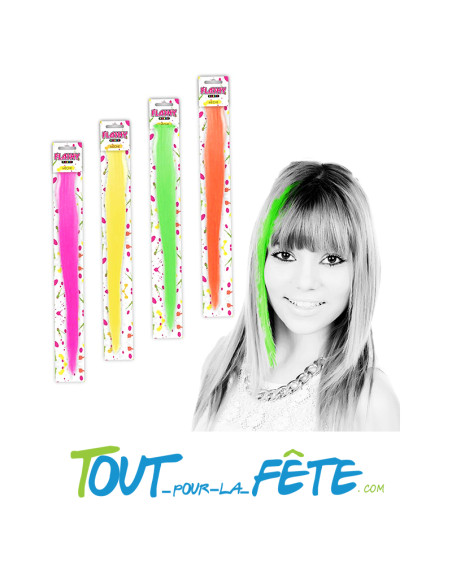 Mèches fluo rose, orange, jaune, vert 4 modèles de mèches flashy