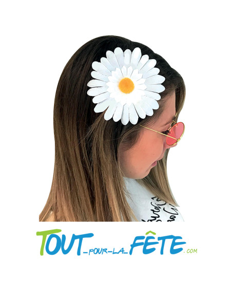 Pince fleur marguerite hippie accessoire pour cheveux 16 cm