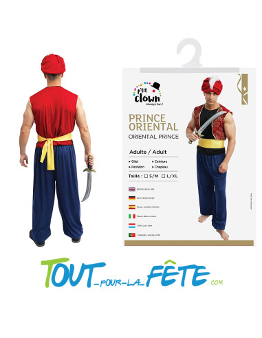 Déguisement prince oriental - arabe Aladdin taille adulte pour homme
