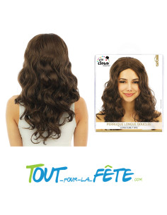 Perruque longue bouclée chatain foncé taille unique pour femme 2