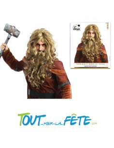 Perruque et barbe de viking scandinave blond taille unique pour adulte 2