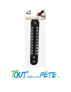 Bracelet de punk noir à pointes argentés taille unique pour adulte