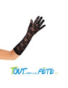 Paire de long gants noirs en dentelle taille unique pour adulte 40cm environ