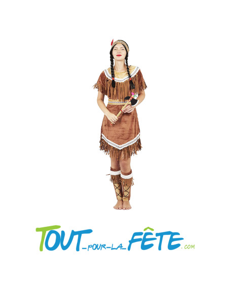 Costume indienne taille adulte Robe, ceinture, jambières, bandeau