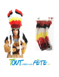 Coiffe a plumes de couleurs grand chef indien 50 cm de hauteur 2