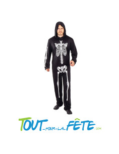 Costume combinaison squelette taille adulte avec capuche mixte