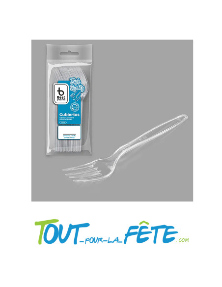 lot de 20 fourchettes transparentes en plastique