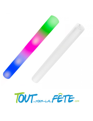 Bâton lumineux mousse tap tap 48cm LEDs multicolore 3 positions