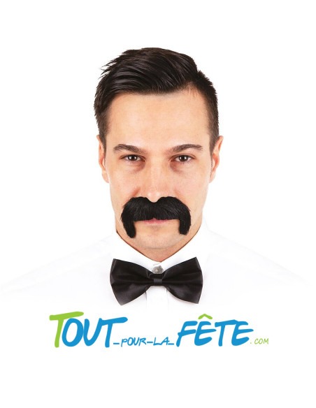 Moustache 1900 noire auto adhésive taille unique ( accessoire de déguisement )