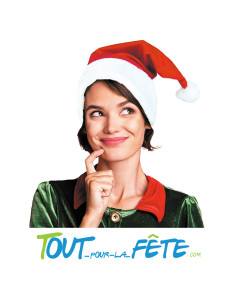 Bonnet de Père Noel rouge et blanc luxe adulte 100 % polyester