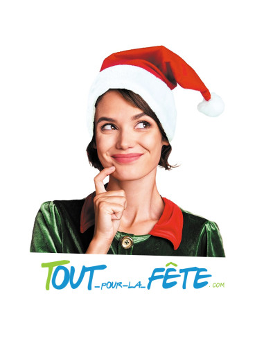 Bonnet de Père Noel rouge et blanc luxe adulte 100 % polyester