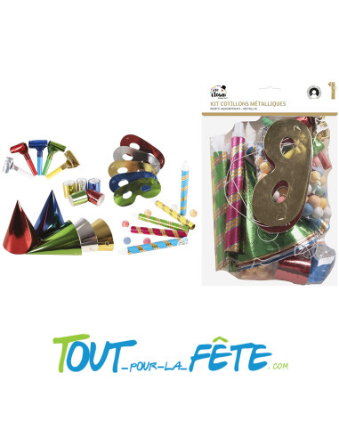 Kit cotillons 5 personnes sarbacane, chapeau, sans gène, serpentin, boule